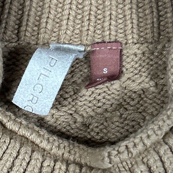 Anthropologie Pilcro Fisherman Tunic Sweater Dress Small Tan Gold Chunky Knit - Picture 5 of 11